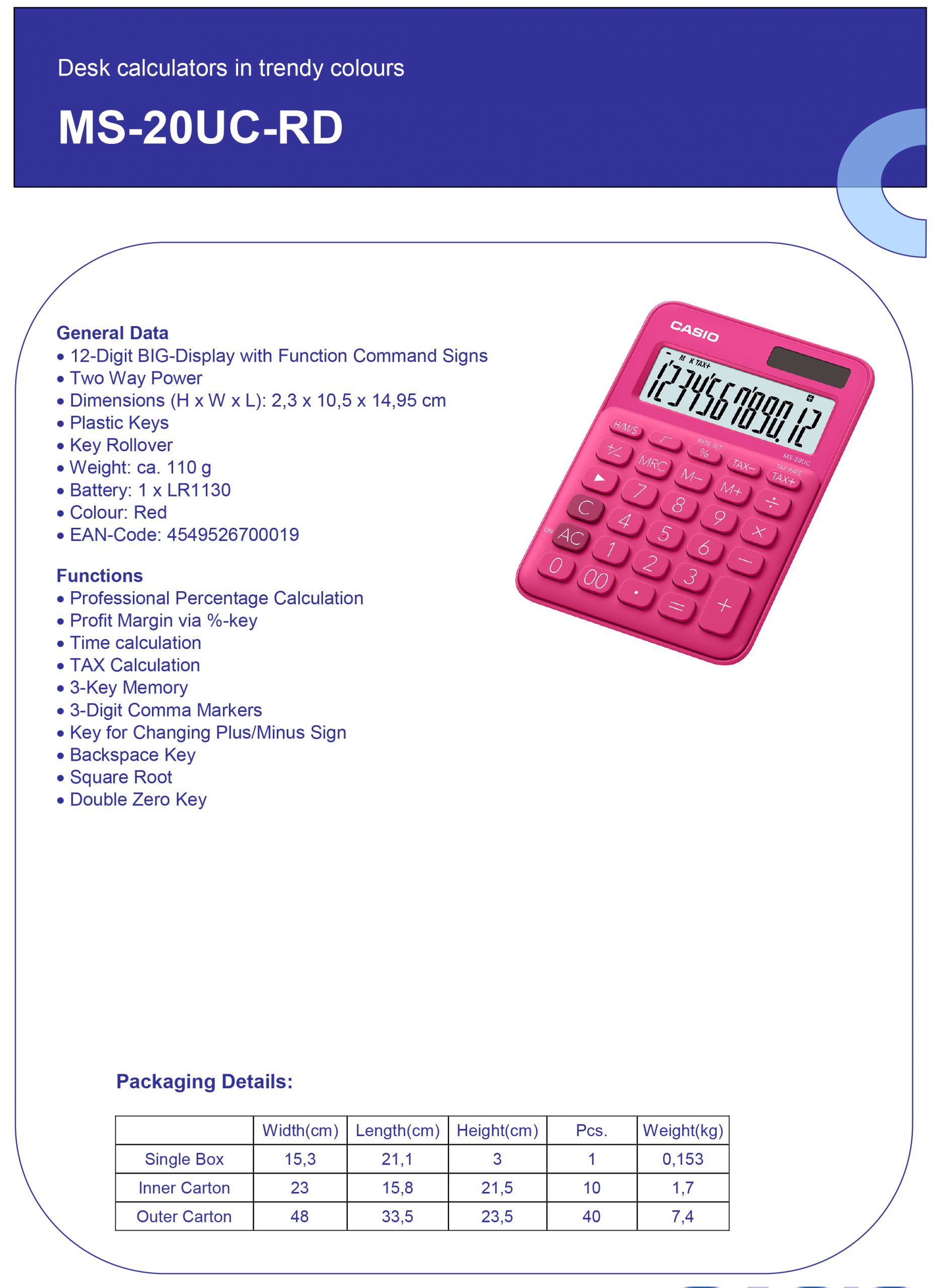 CASIO KALKULATOR MX 8 B - Слика 6