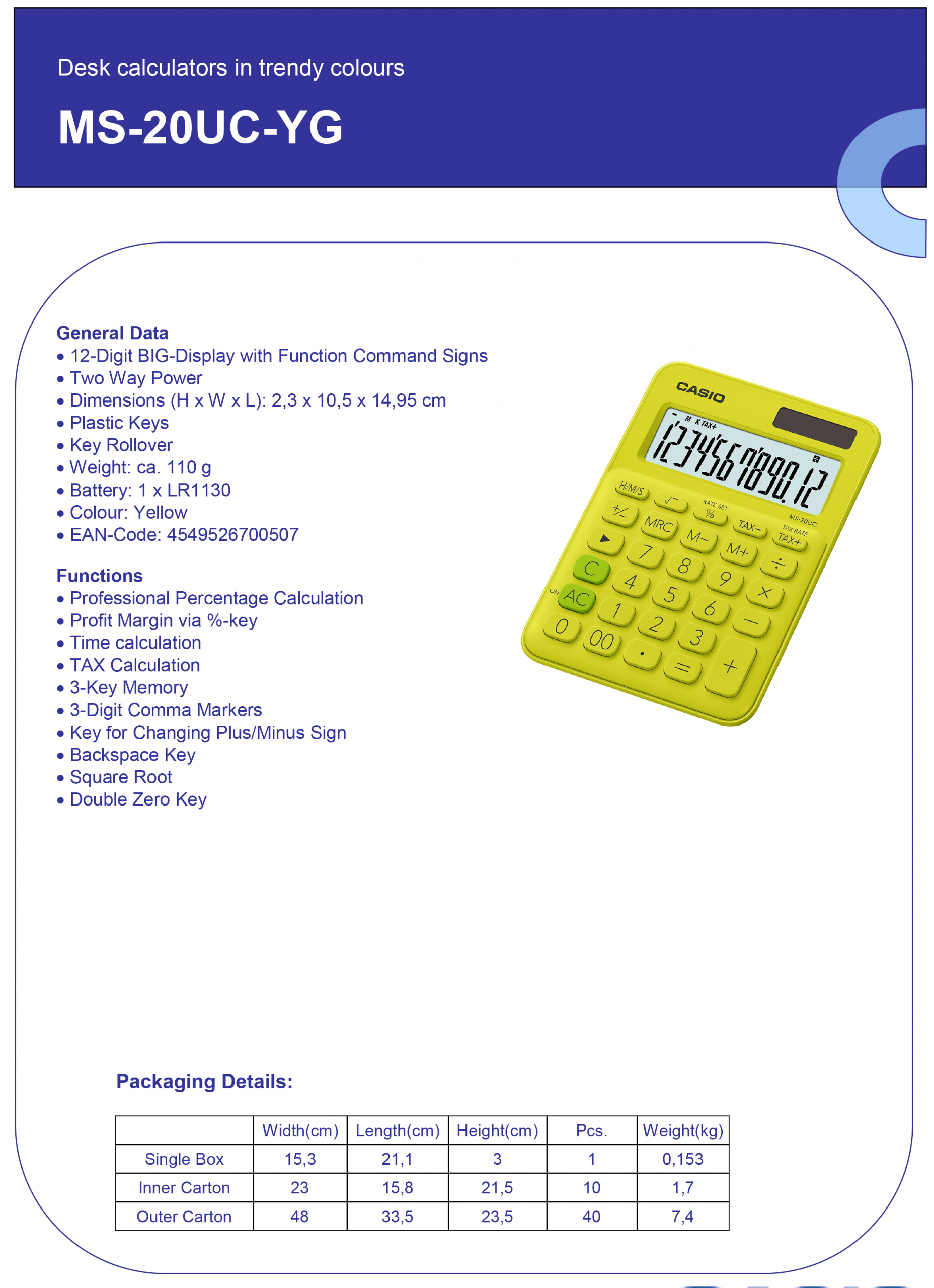 CASIO KALKULATOR MX 8 B - Слика 9