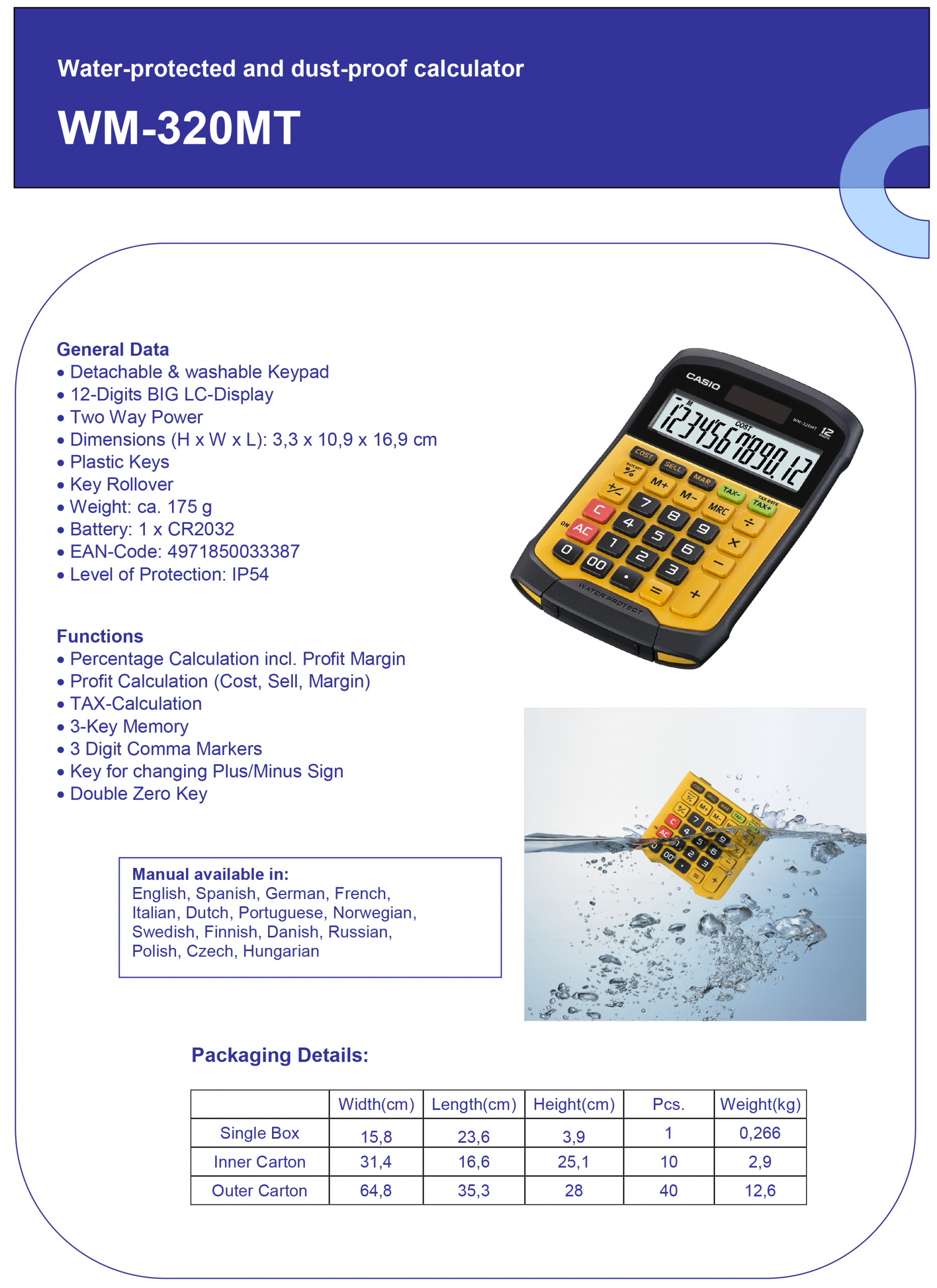 CASIO KALKULATOR WM 320 MT - Слика 3