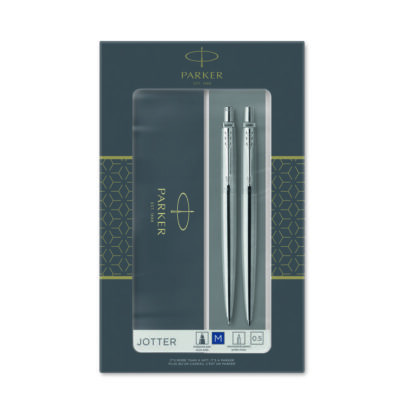 Parker SET Jotter Stainless Steel - Hemijska olovka + Tehnička olovka