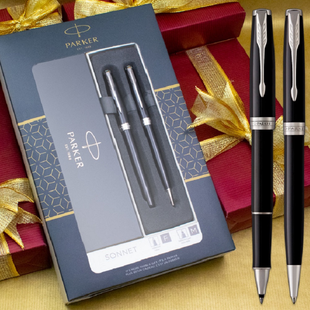 PARKER poklon SET Sonet Black Mat CT - Hemijska olovka + Roler - Слика 5