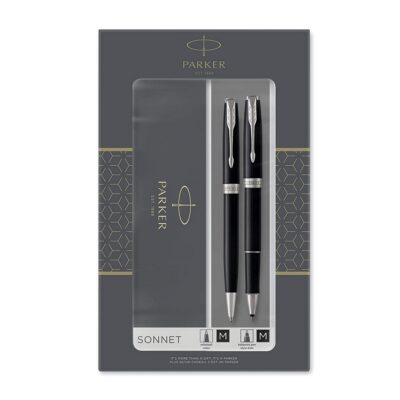 Parker poklon SET Sonet Black Mat CT - Hemijska olovka + Roler